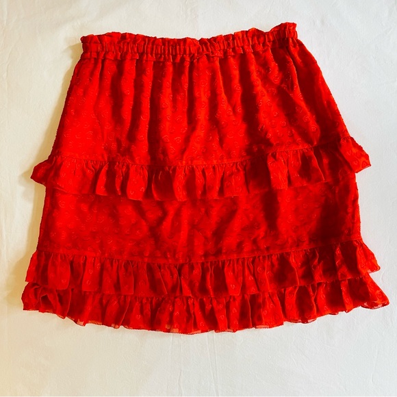 $295 NWT Samba Red-Orange Tory Burch Tiered Skirt - Picture 4 of 6